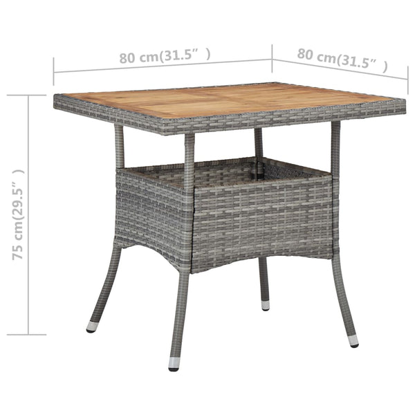 vidaXL 3-Piece Garden Dining Set Poly Rattan and Acacia Wood Grey