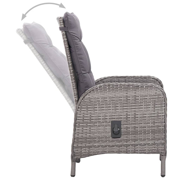 vidaXL 3-Piece Garden Dining Set Poly Rattan and Acacia Wood Grey