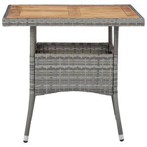 vidaXL 3-Piece Garden Dining Set Poly Rattan and Acacia Wood Grey