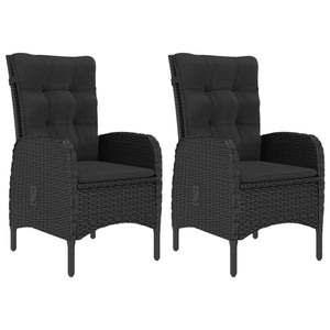 vidaXL 3-Piece Garden Dining Set Poly Rattan and Glass Black