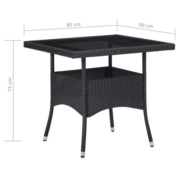vidaXL 3-Piece Garden Dining Set Poly Rattan and Glass Black