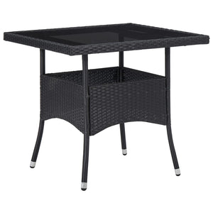 vidaXL 3-Piece Garden Dining Set Poly Rattan and Glass Black