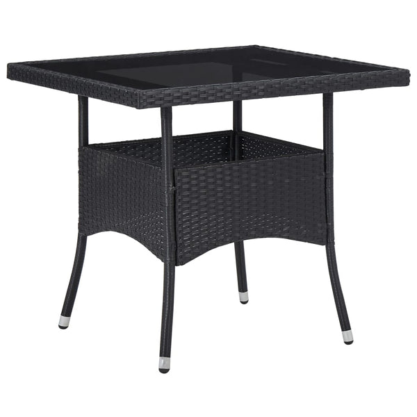 vidaXL 3-Piece Garden Dining Set Poly Rattan and Glass Black