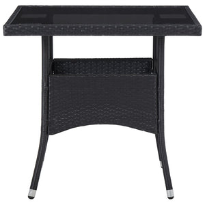 vidaXL 3-Piece Garden Dining Set Poly Rattan and Glass Black