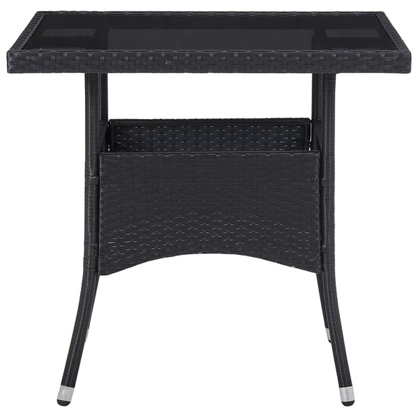 vidaXL 3-Piece Garden Dining Set Poly Rattan and Glass Black