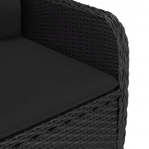 vidaXL 3-Piece Garden Dining Set Poly Rattan and Glass Black