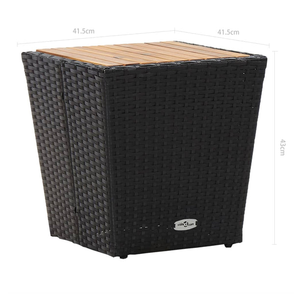 vidaXL 3-Piece Bistro Set Poly Rattan and Acacia Wood Black