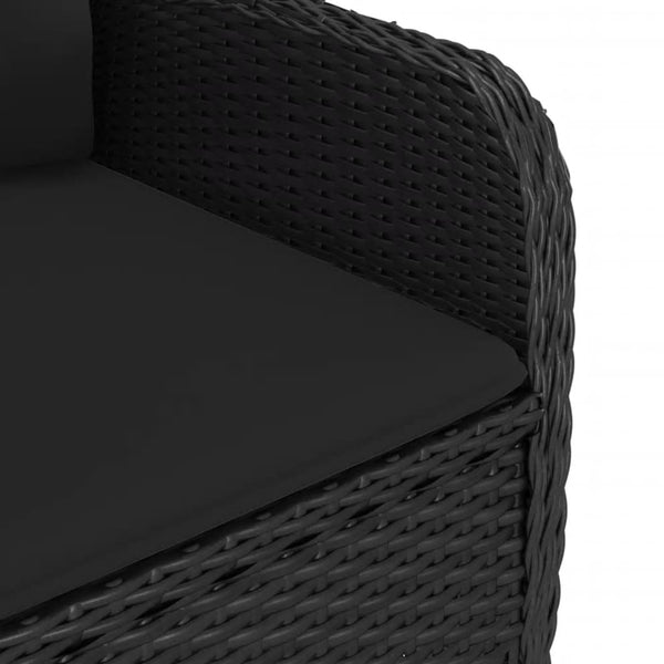vidaXL 3-Piece Bistro Set Poly Rattan and Acacia Wood Black