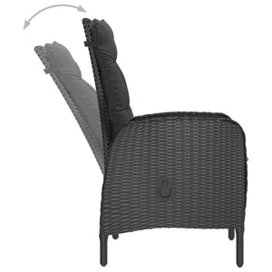 vidaXL 3-Piece Bistro Set Poly Rattan and Acacia Wood Black