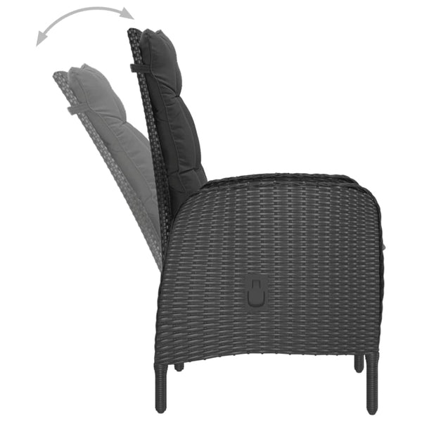 vidaXL 3-Piece Bistro Set Poly Rattan and Acacia Wood Black