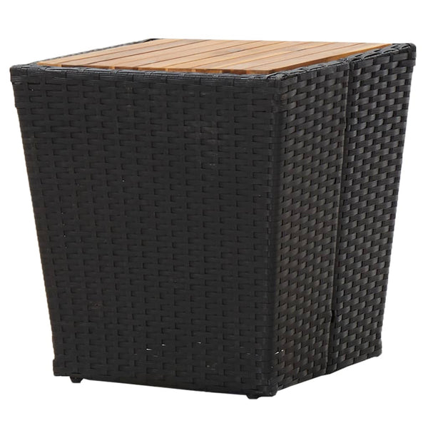 vidaXL 3-Piece Bistro Set Poly Rattan and Acacia Wood Black