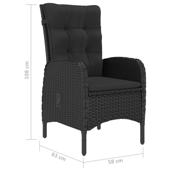 vidaXL 3-Piece Bistro Set Poly Rattan and Acacia Wood Black