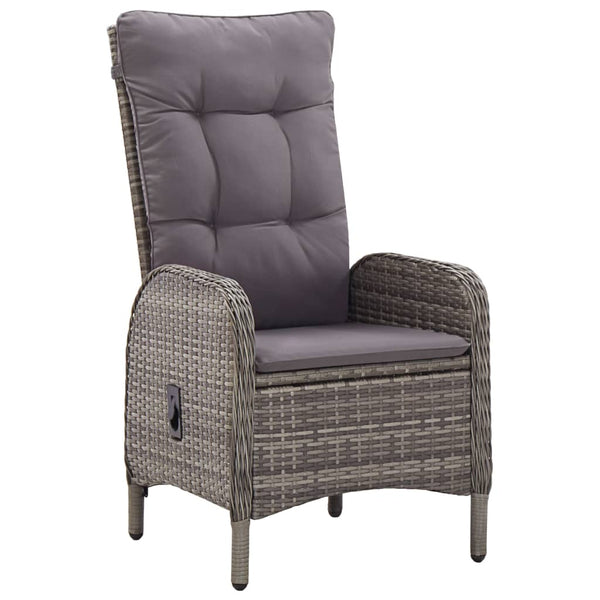 vidaXL 3-Piece Poly Rattan Garden Bistro Set Grey