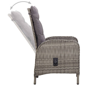vidaXL 3-Piece Poly Rattan Garden Bistro Set Grey