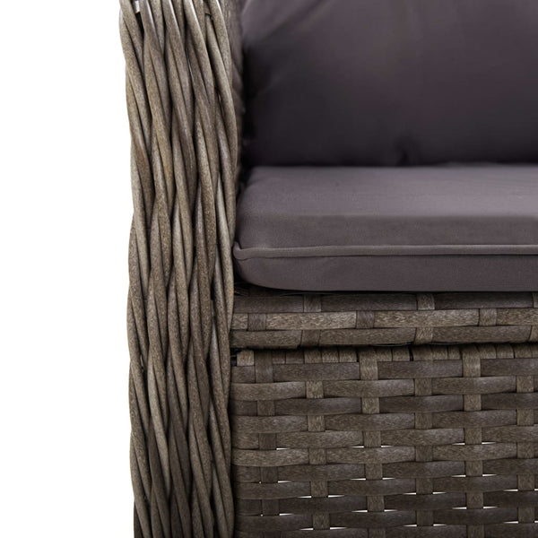 vidaXL 3-Piece Poly Rattan Garden Bistro Set Grey