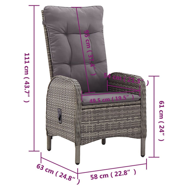 vidaXL 11-pc. Garden Dining Set Poly Rattan Grey