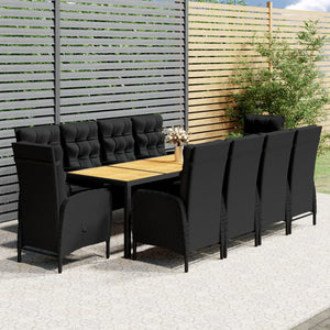 vidaXL 11-piece Outdoor Dining Set Poly Rattan Black