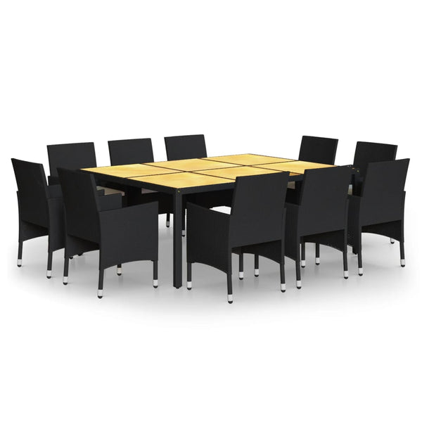 vidaXL 11-piece Outdoor Dining Set Poly Rattan Black