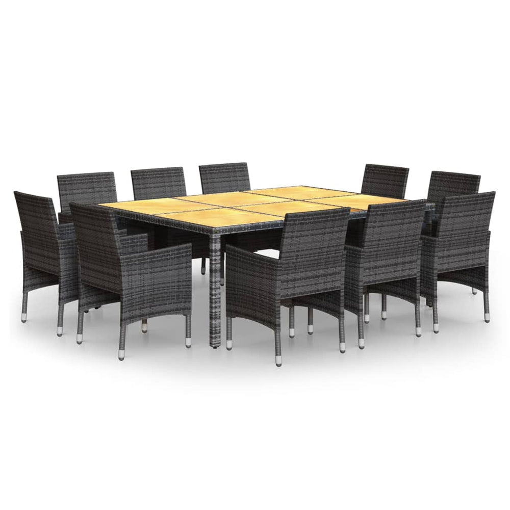 vidaXL 11-Piece Garden Dining Set Poly Rattan Grey