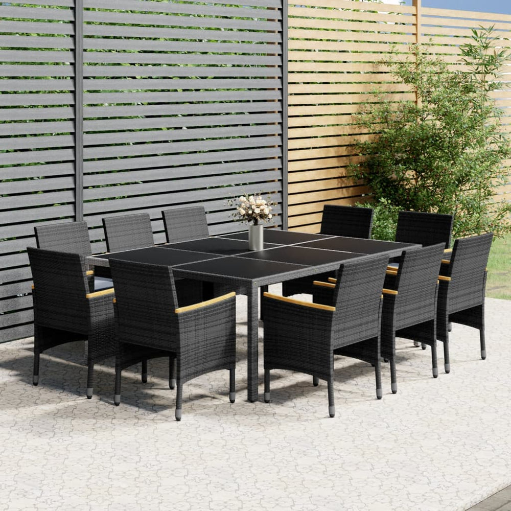 vidaXL 11-Piece Garden Dining Set Poly Rattan Grey