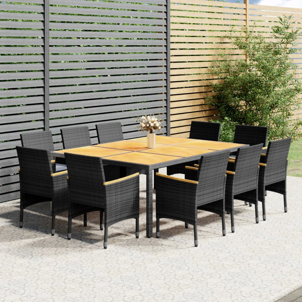 vidaXL 11-Piece Garden Dining Set Poly Rattan Grey