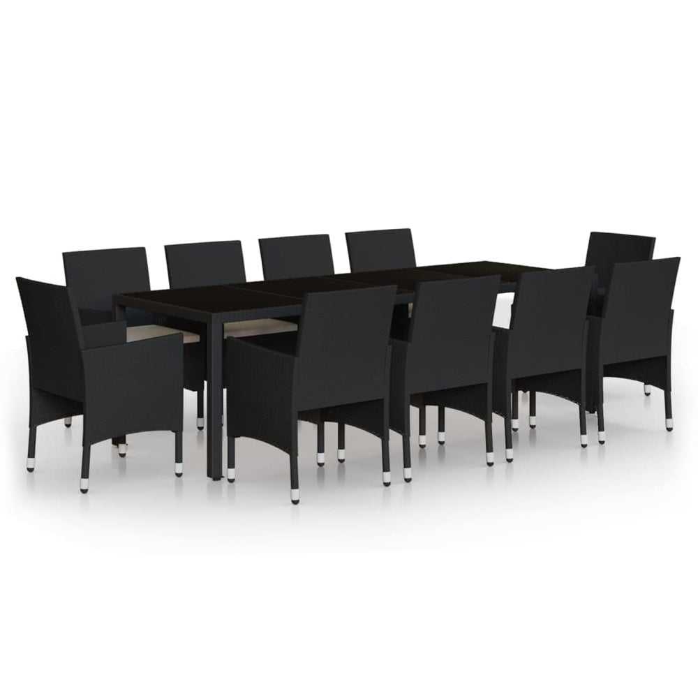 vidaXL 11-piece Outdoor Dining Set Poly Rattan Black