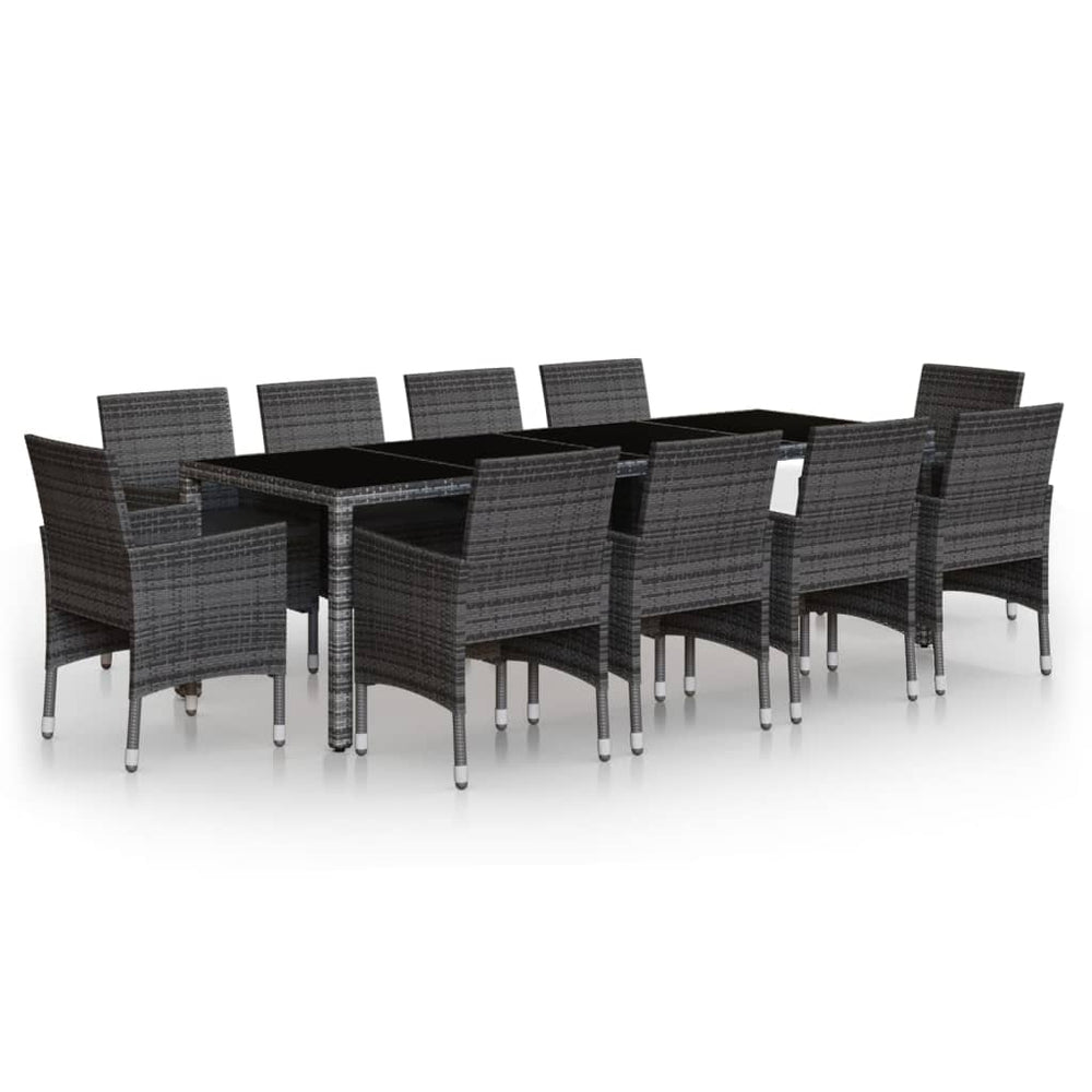vidaXL 11-Piece Garden Dining Set Poly Rattan Grey