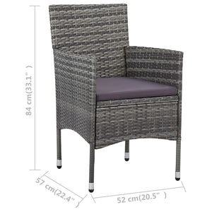 vidaXL 11-Piece Garden Dining Set Poly Rattan Grey
