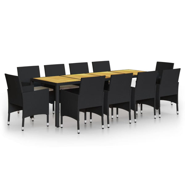 vidaXL 11-piece Outdoor Dining Set Poly Rattan Black
