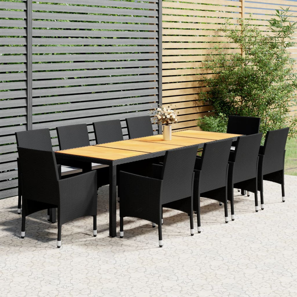 vidaXL 11-piece Outdoor Dining Set Poly Rattan Black