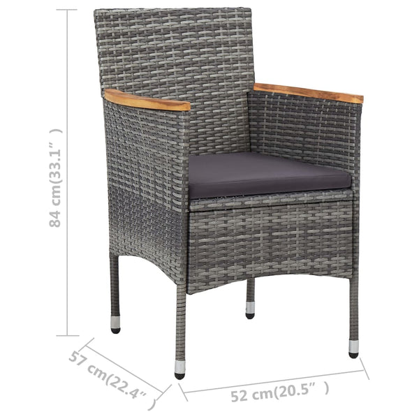 vidaXL 11-Piece Garden Dining Set Poly Rattan Grey