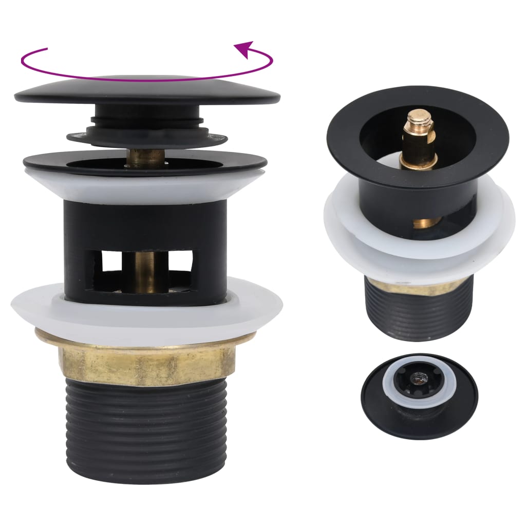 vidaXL Drain Waste Kit with Overflow Black 6.4x6.4x9.1 cm