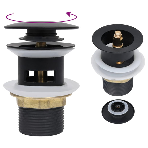 vidaXL Drain Waste Kit with Overflow Black 6.4x6.4x9.1 cm