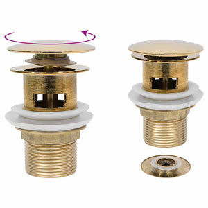 vidaXL Waste Pipe with Overflow Golden 6.4x6.4x9.1 cm
