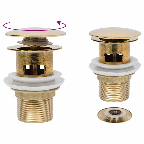 vidaXL Waste Pipe with Overflow Golden 6.4x6.4x9.1 cm