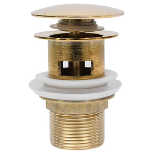 vidaXL Waste Pipe with Overflow Golden 6.4x6.4x9.1 cm