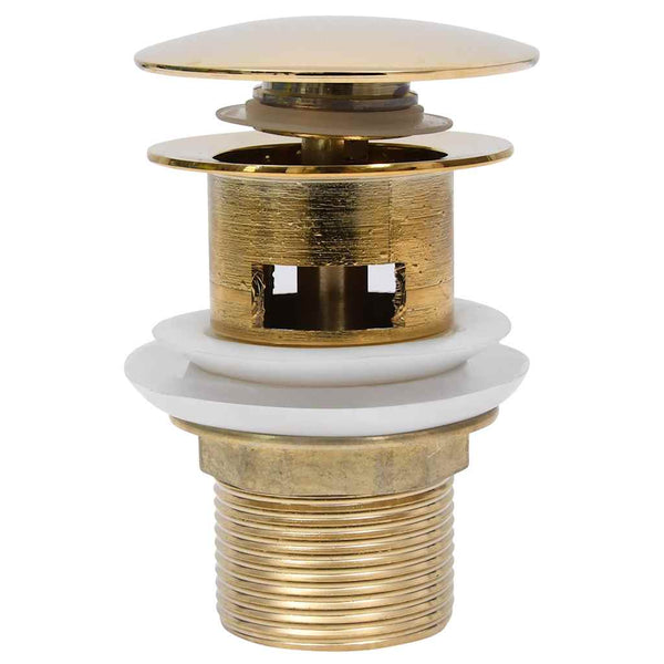 vidaXL Waste Pipe with Overflow Golden 6.4x6.4x9.1 cm