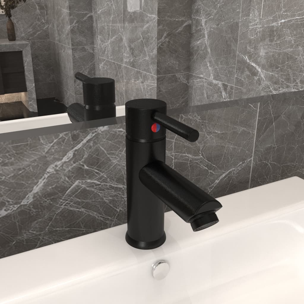 vidaXL Basin Mixer Tap Black 130x176 mm