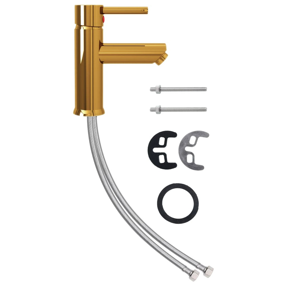 vidaXL Basin Mixer Golden 130x176 mm