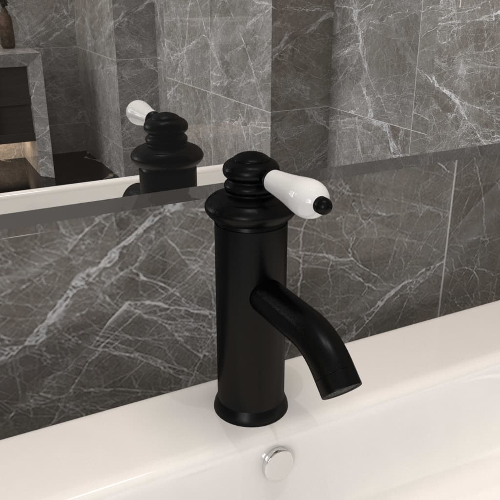 vidaXL Basin Mixer Tap Black 130x180 mm