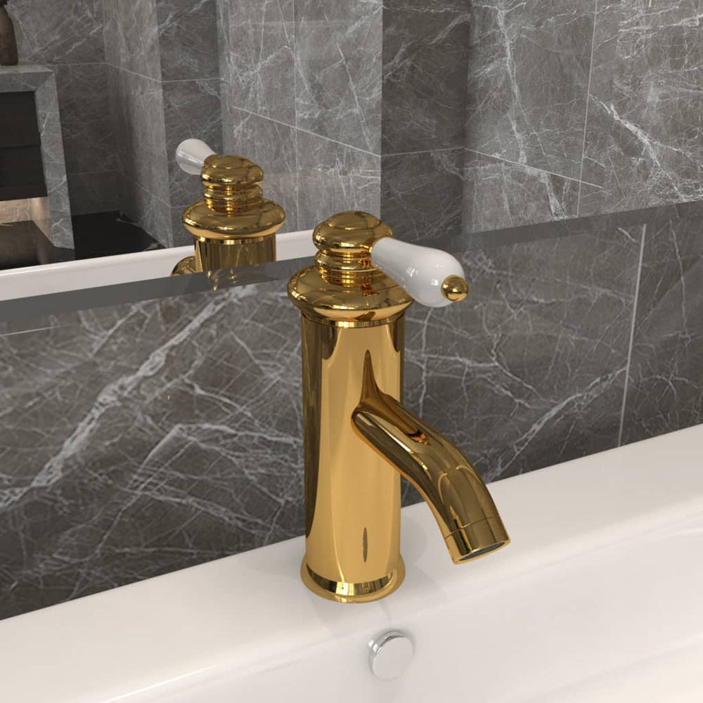vidaXL Basin Mixer Golden 130x180 mm