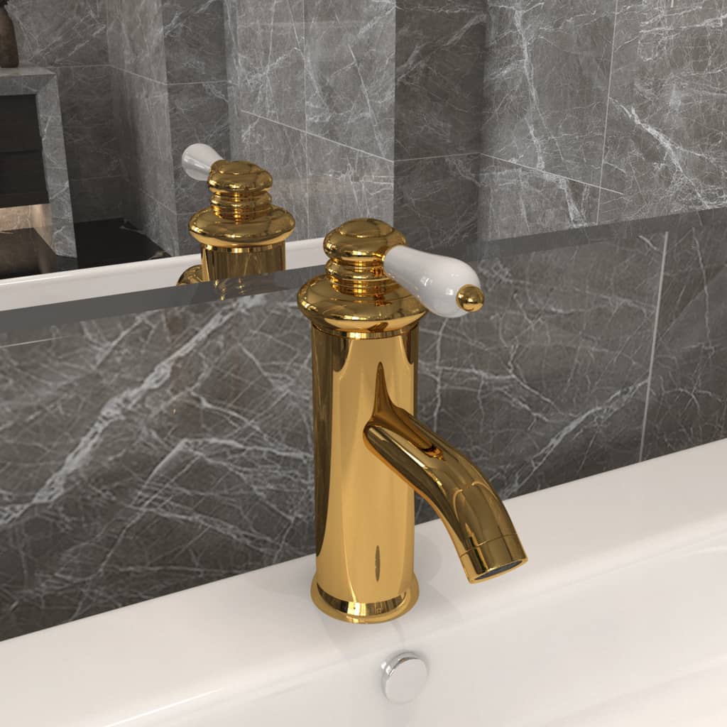 vidaXL Basin Mixer Golden 130x180 mm