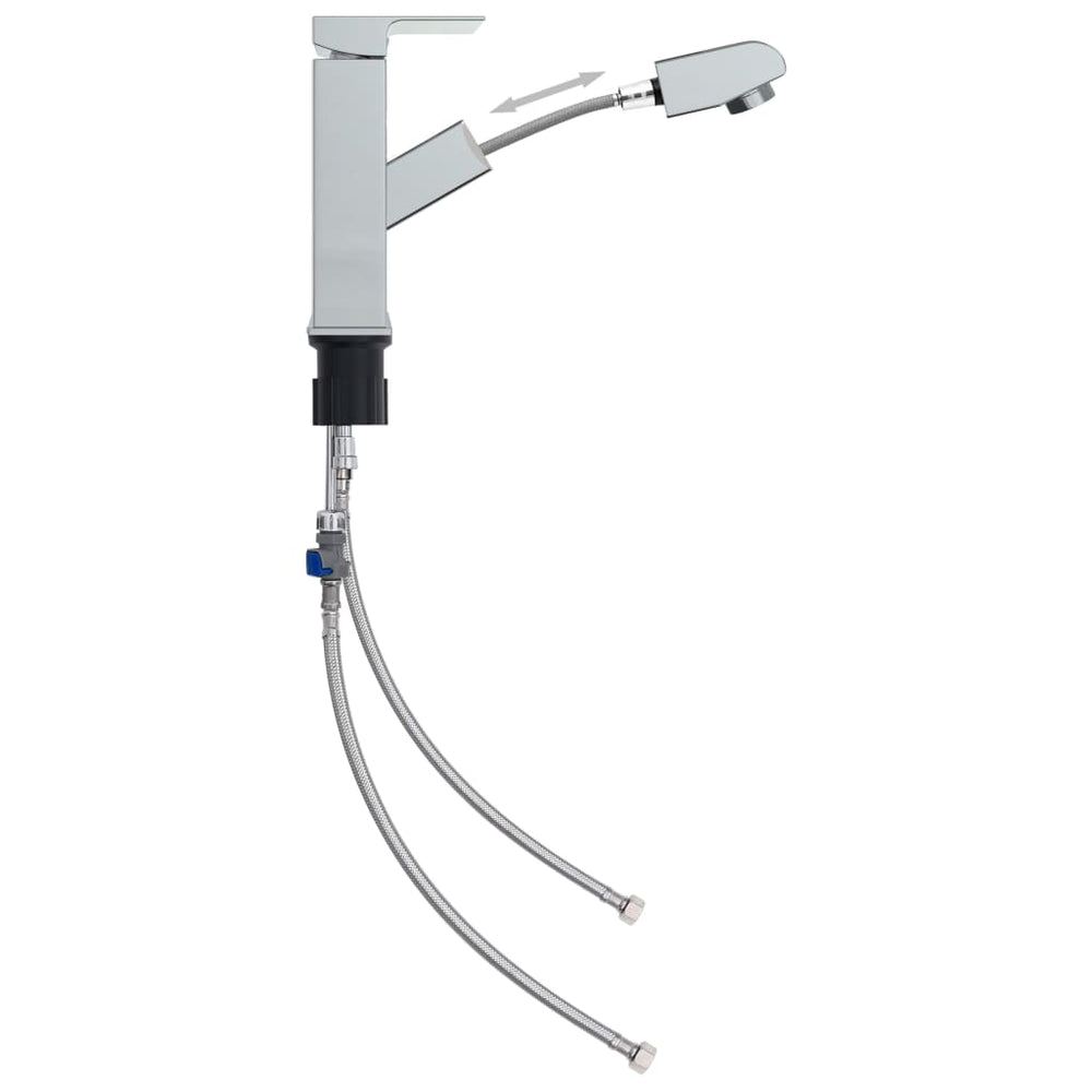 vidaXL Basin Mixer Tap with Pull-Out Spray Chrome 157x172 mm