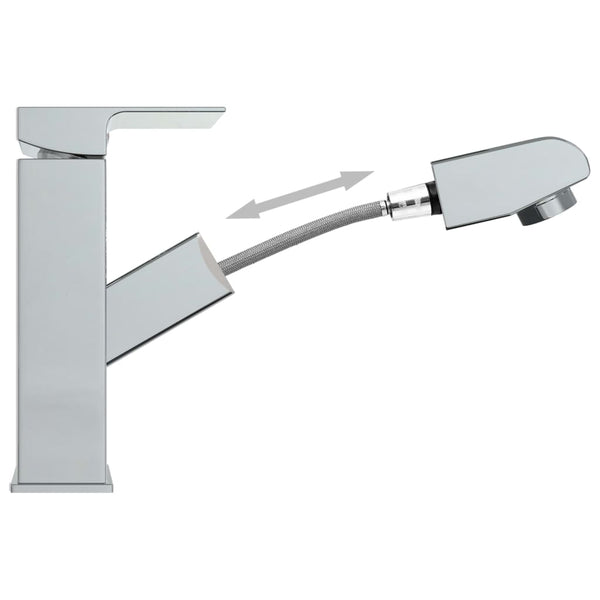 vidaXL Basin Mixer Tap with Pull-Out Spray Chrome 157x172 mm