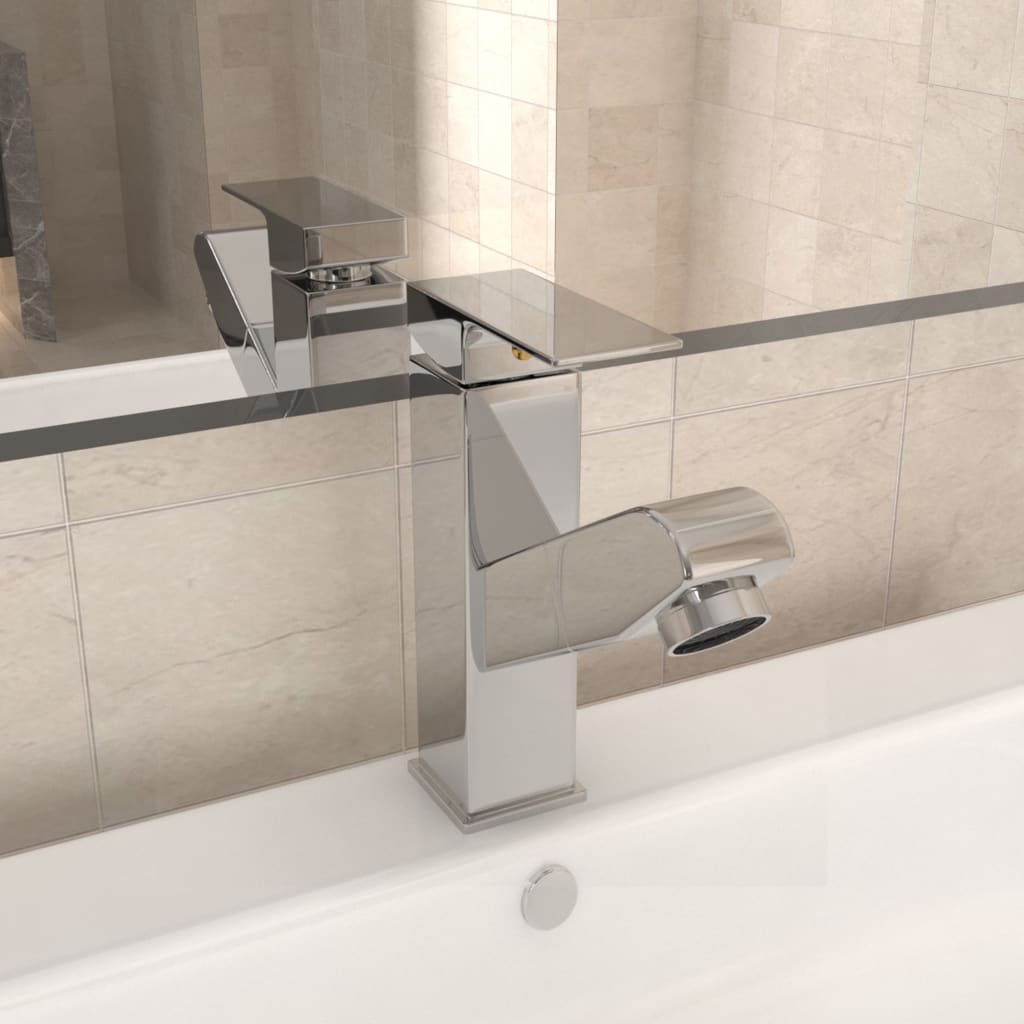 vidaXL Basin Mixer Tap with Pull-Out Spray Chrome 157x172 mm