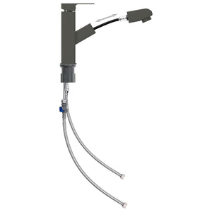 vidaXL Basin Mixer Tap with Pull-Out Spray Grey 157x172 mm