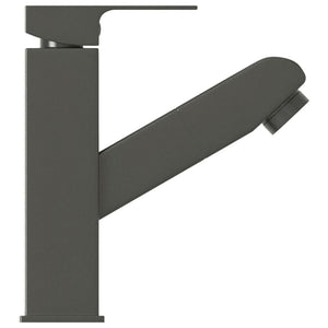 vidaXL Basin Mixer Tap with Pull-Out Spray Grey 157x172 mm