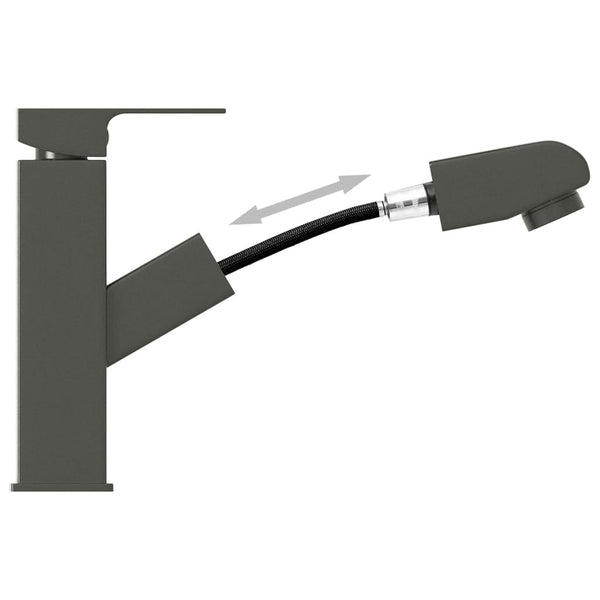 vidaXL Basin Mixer Tap with Pull-Out Spray Grey 157x172 mm