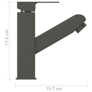 vidaXL Basin Mixer Tap with Pull-Out Spray Grey 157x172 mm