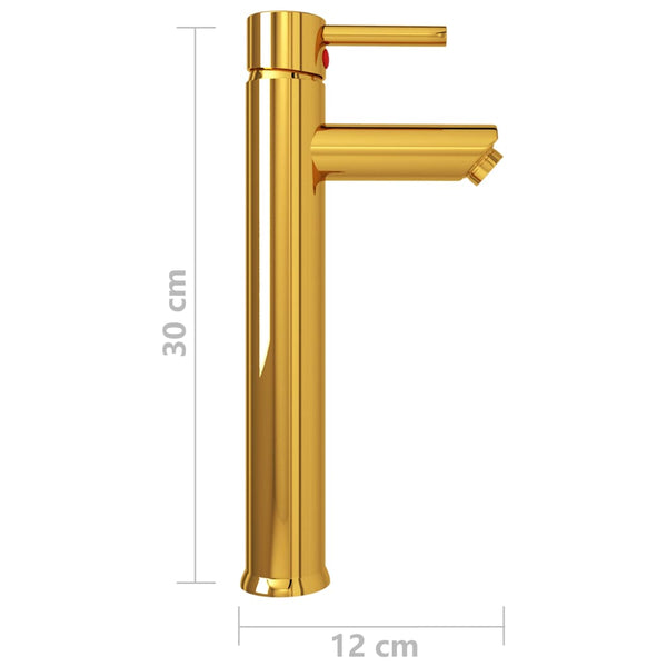 vidaXL Bathroom Faucet Golden 12x30 cm